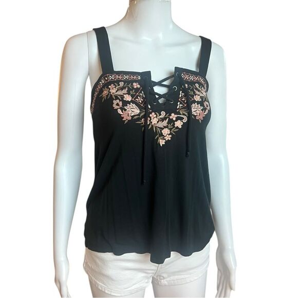 American Eagle Outfitters Black Embroidered Tank Top - Picture 6 of 10
